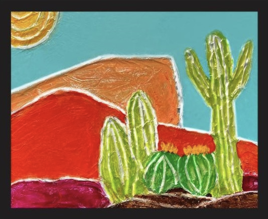 Cactus Scene with Silver Highlights